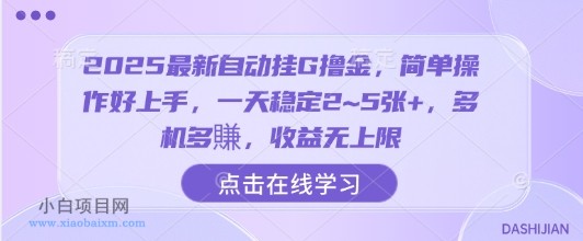 2025最新自动挂G撸金，简单操作好上手，一天稳定2~5张+，多机多賺，收益无上限【揭秘】-小白项目分享网