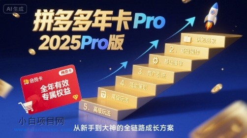 拼多多年卡2025Pro版，五大板块从认知到基础、从推广到活动、从活动到玩法-小白项目分享网