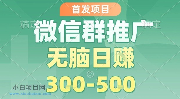 首发项目，微信群推广，一天15单，每单利润10米，无脑日入3-5张【揭秘】-小白项目分享网