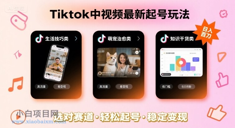 Tiktok中视频最新起号玩法,想要日入百刀,做好这几个赛道就可以了