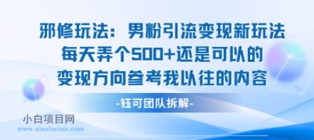 邪修玩法：男粉引流变现新玩法每天弄个5张还是可以的变现方向参考我以往的内容-小白项目分享网