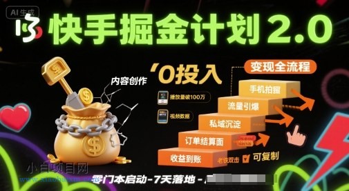 快手掘金计划2.0，快手电商变现全流程，简单可复制，0投入-小白项目分享网