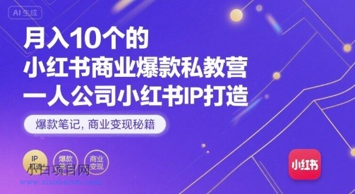 月入10个的小红书商业爆款私教营，一人公司小红书IP打造，爆款笔记，商业变现秘籍-小白项目分享网