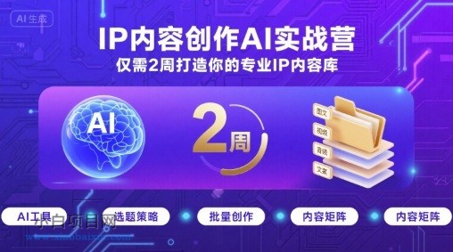 IP内容创作AI实战营，仅需2周打造你的专业IP内容库-小白项目分享网