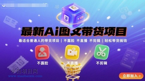 最新Ai图文带货项目，最适合普通人的带货项目，不露脸 不直播 不剪辑就可以轻松带货搞钱-小白项目分享网