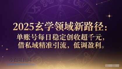 2025玄学领域新路径：单账号每日稳定创收1k+，借私域精准引流，低调盈利-小白项目分享网