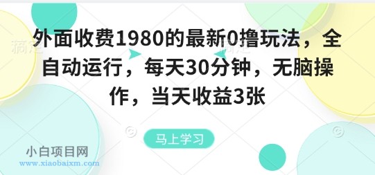外面收费1980的最新0撸玩法，全自动挂G，每天30分钟，无脑操作，当天收益3张【揭秘】-小白项目分享网