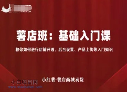 小红薯薯店商城卖货，基础入门课，教你如何进行店铺开通、后台设置、产品上传等入门知识-小白项目分享网