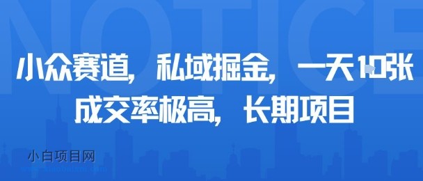 小众赛道，私域掘金，一天多张，成交率极高，长期项目-小白项目分享网
