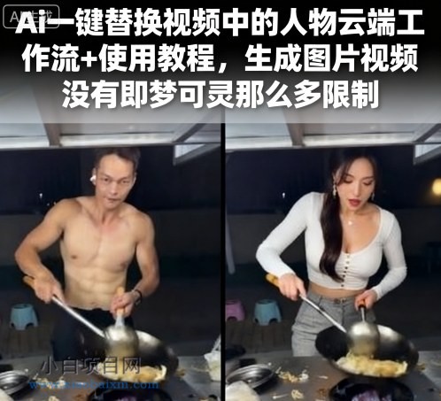Ai一键替换视频中的人物云端工作流+使用教程，生成图片视频没有即梦可灵那么多限制-小白项目分享网