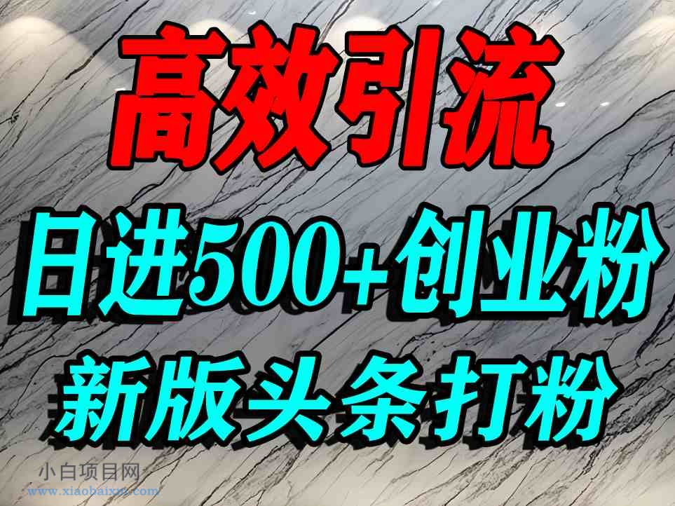 今日头条打创业粉，一篇文章就能引流几百个精准创业粉，日进500+精准流量-小白项目分享网
