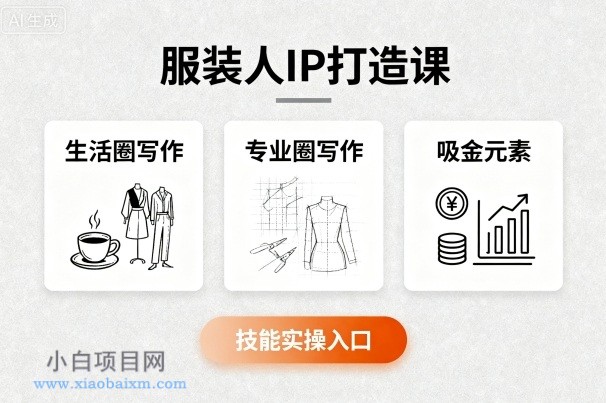 服装人IP打造课，文案创富+生活圈写作+专业圈写作+服装人专属+吸金元素+技能实操-小白项目分享网