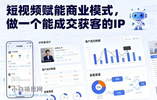 短视频赋能商业模式，做一个能成交获客的IP-小白项目分享网