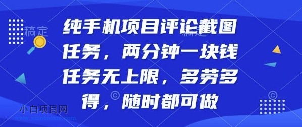 纯手机项目评论截图任务，两分钟一块钱多劳多得，随时随地都能做【揭秘】-小白项目分享网