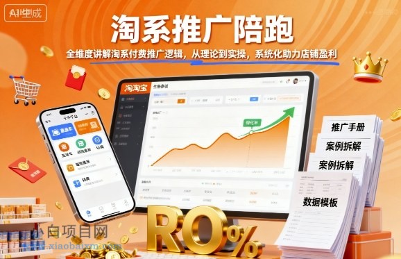 淘系推广陪跑，全维度讲解淘系付费推广逻辑，从理论到实操，系统化助力店铺盈利-小白项目分享网