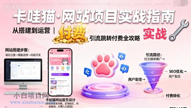 卡哇猫·网站项目,网站搭建与运营以及引流跳转付费