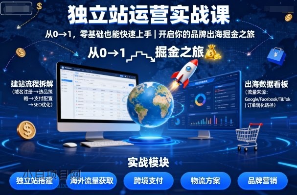 独立站运营实战课，​从0到1，零基础也能快速上手，开启你的品牌出海掘金之旅-小白项目分享网