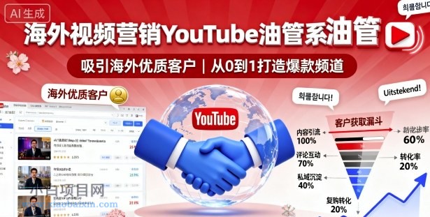 海外视频营销YouTube油管系列课程，吸引海外优质客户-小白项目分享网