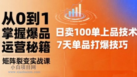 抖音小店爆品打造与矩阵裂变实战课，从0到1掌握爆品运营秘籍-小白项目分享网