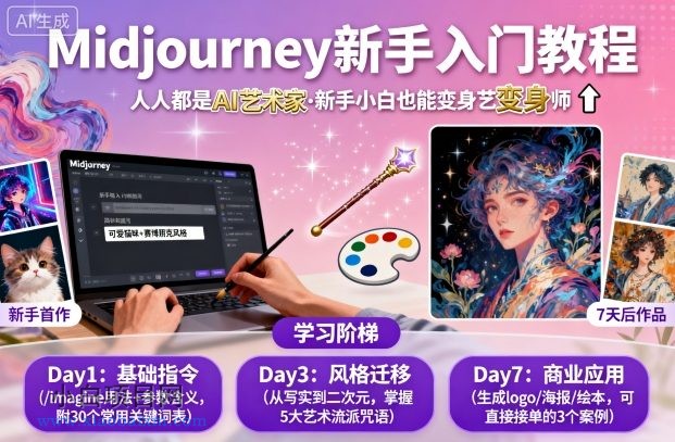 midjourney新手入门教程：人人都是AI艺术家，新手小白也能变身艺术大师-小白项目分享网