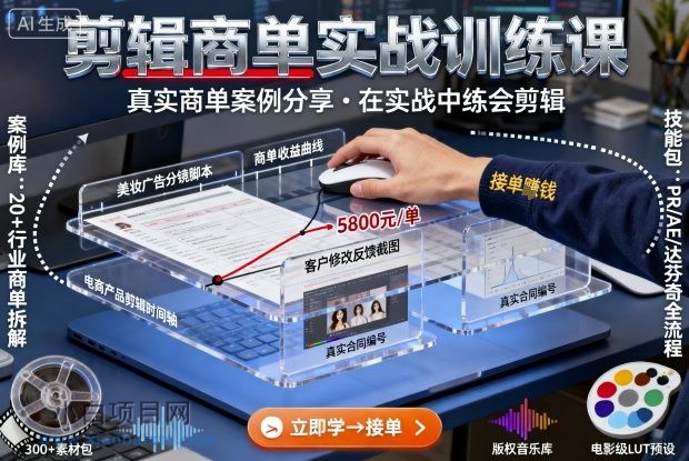 剪辑商单实战训练课，真实商单案例分享，在实战中练会剪辑-小白项目分享网