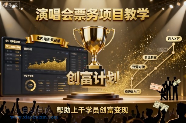 演唱会票务项目教学，业内培训天花板，帮助上千学员创富变现-小白项目分享网