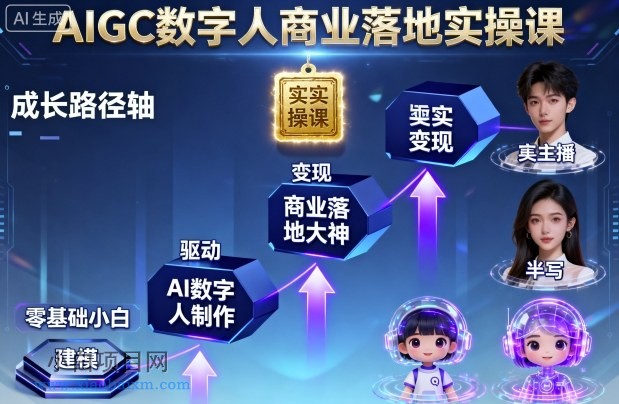AIGC数字人商业落地实操课，从零基础小白到AI数字人大神-小白项目分享网