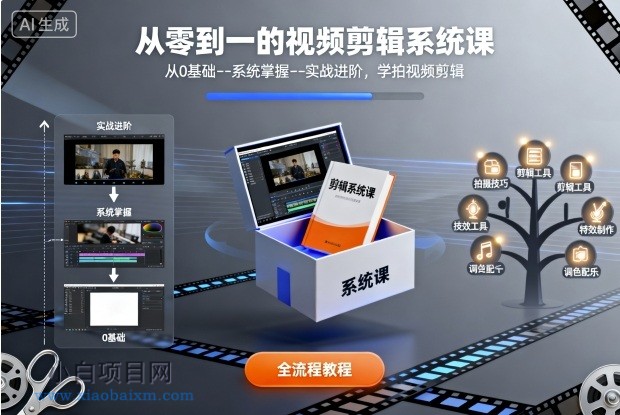 从零到一的视频剪辑系统课，从0基础–系统掌握–实战进阶，学拍视频剪辑-小白项目分享网
