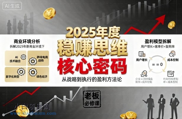 2025年度稳賺思维老板创业营，拆解2025年新商业环境下，企业实现持续盈利的核心密码-小白项目分享网