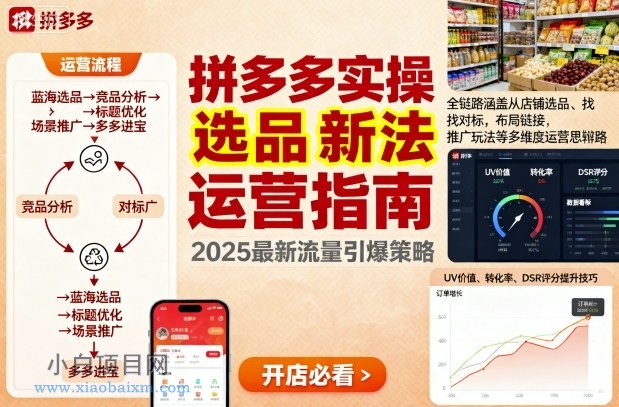 王校长9月12拼多多实操新玩法，全链路涵盖从店铺选品、找对标，布局链接，推广玩法等多维度运营思路-小白项目分享网