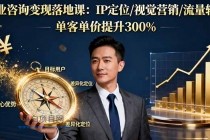 商业咨询变现落地课:IP定位/视觉营销/流量转化,单客单价提升300%
