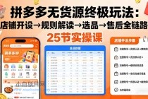 拼多多无货源终极玩法：店铺开设→规则解读→选品→售后全链路,25节实操课-小白项目分享网
