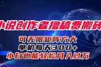 小说创作者撸稿费搬砖玩法，单机每天300+小白也能轻松月入过万的保姆级…-小白项目分享网