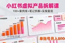 小红书虚拟产品拆解课：100+案例库+笔记拆解+实操复现，单账号月入8000+-小白项目分享网
