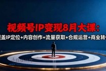 视频号IP变现8月大课，覆盖IP定位+内容创作+流量获取+合规运营+商业转化-小白项目分享网