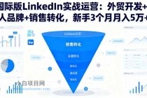国际版LinkedIn实战运营：外贸开发+个人品牌+销售转化，新手3个月月入5万+-小白项目分享网
