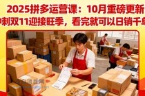 2025拼多多运营课：10月重磅更新：冲刺双11迎接旺季，看完就可以日销千单-小白项目分享网