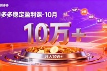 拼多多稳定盈利课-10月，强付费SOP+微付费高投产+活动矩阵，单店月入10万+-小白项目分享网