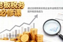 老板税务必修课，通过合规税筹实现企业年省税百万级，提升税务免疫力-小白项目分享网