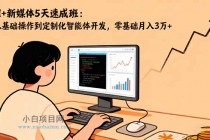 AI+新媒体5天速成班：从基础操作到定制化智能体开发，零基础月入3万+-小白项目分享网