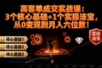 高 客单成交实战课：3个核心基础+1个实操法宝，从0变现到月入六位数！-小白项目分享网