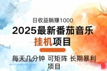 2025年最新番茄音乐人挂机项目，每天几分钟，月入1000＋，可矩阵，一台…-小白项目分享网