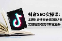 抖音SEO实战引流课：掌握抖音搜索流量获取方法，实现精准引流与转化提升-小白项目分享网