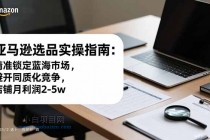 亚马逊选品实操指南：精准锁定蓝海市场，避开同质化竞争，店铺月利润2-5w-小白项目分享网