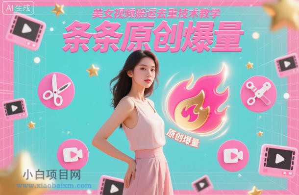 【匠心小白】美女视频搬运去重技术教学，条条原创爆量-小白项目分享网