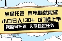 全程托管 解放双手，小白日入130+，视频号 0门槛上手实操-小白项目分享网