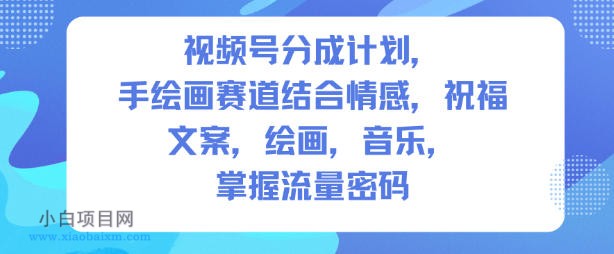 【匠心小白】视频号分成计划，人生感悟手绘画赛道，文案，绘画，音乐，掌握流量密码-小白项目分享网