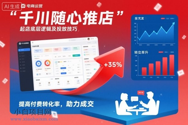 【匠心小白】千川随心推起店底层逻辑及投放技巧，提高付费转化率，助力成交-小白项目分享网