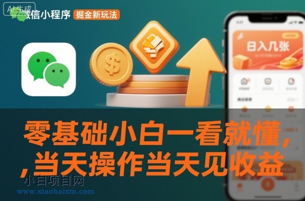 【匠心小白】微信小程序掘金新玩法，日入几张，零基础小白一看就懂，当天操作当天见收益【揭秘】-小白项目分享网