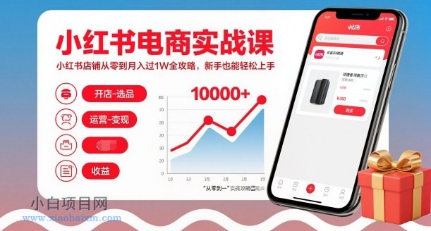 【匠心小白】小红书电商实战课，小红书店铺从零到月入过1W全攻略，新手也能轻松上手-小白项目分享网